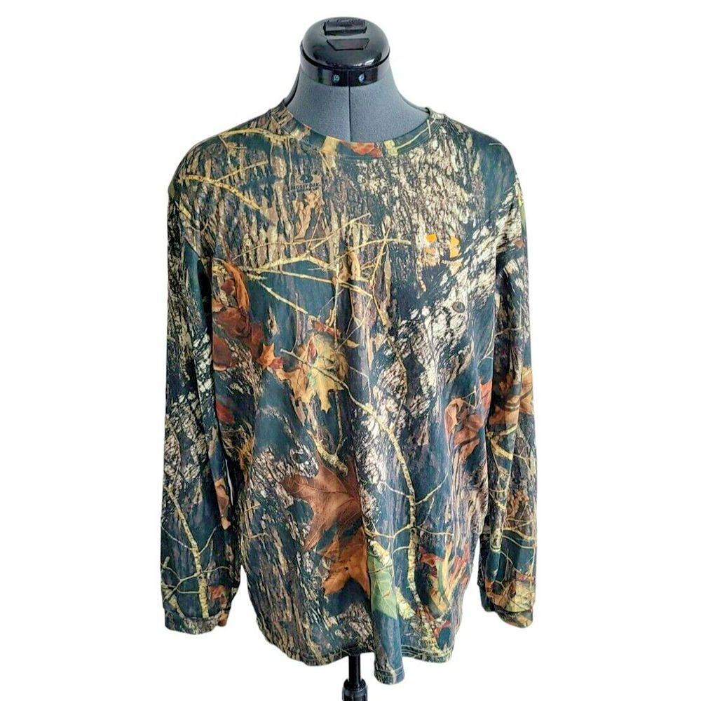 Under Armour HeatGear Mossy Oak Camo Long Sleeve Shirt Mens Large Hunting Tee
